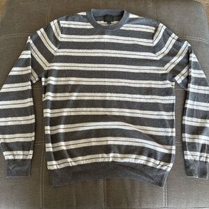 14th & Union Charcoal and Light Gray Striped Crewneck Sweater. L